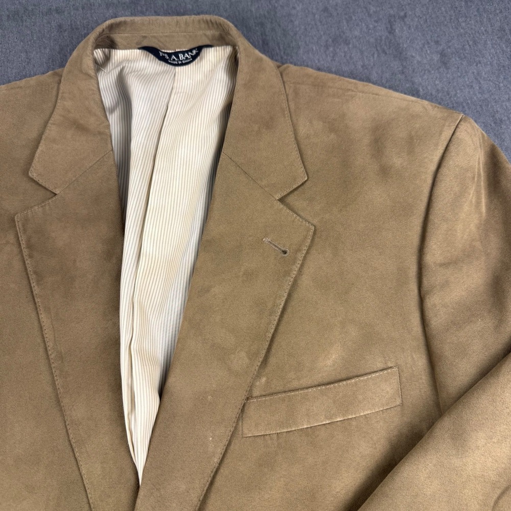 Jos A Bank Mens Tan Mircopoloy Blazer Sport Coat Jacket Size 44 R